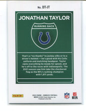 Load image into Gallery viewer, 2022 Panini Donruss Jonathan Taylor Downtown #DT-JT