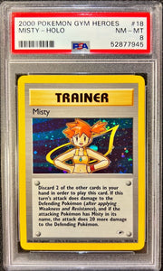 2000 Pokemon Gym Heroes - Misty Holo - #18 - PSA 8 - Swirl